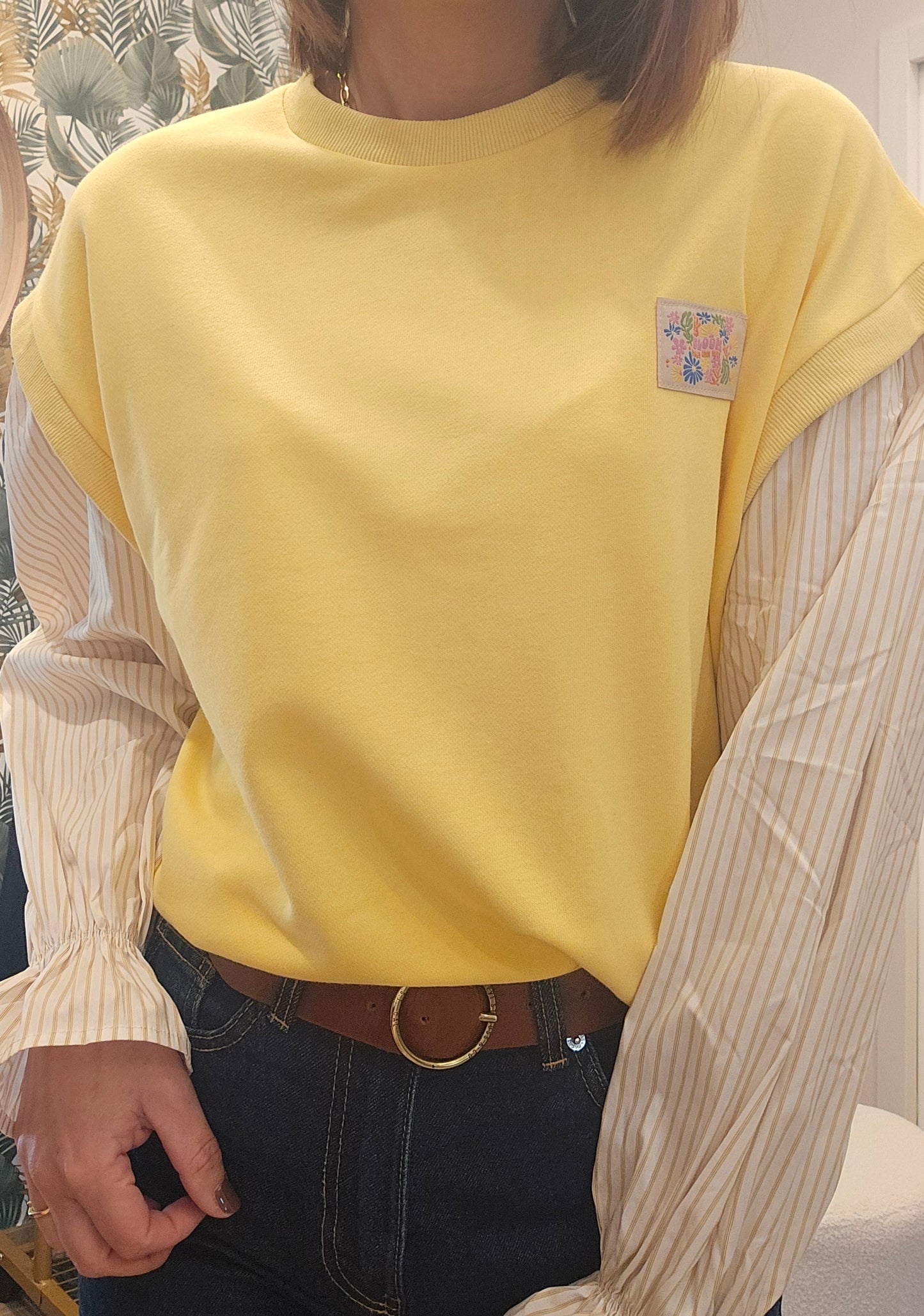 Sweat 2en 1 jaune