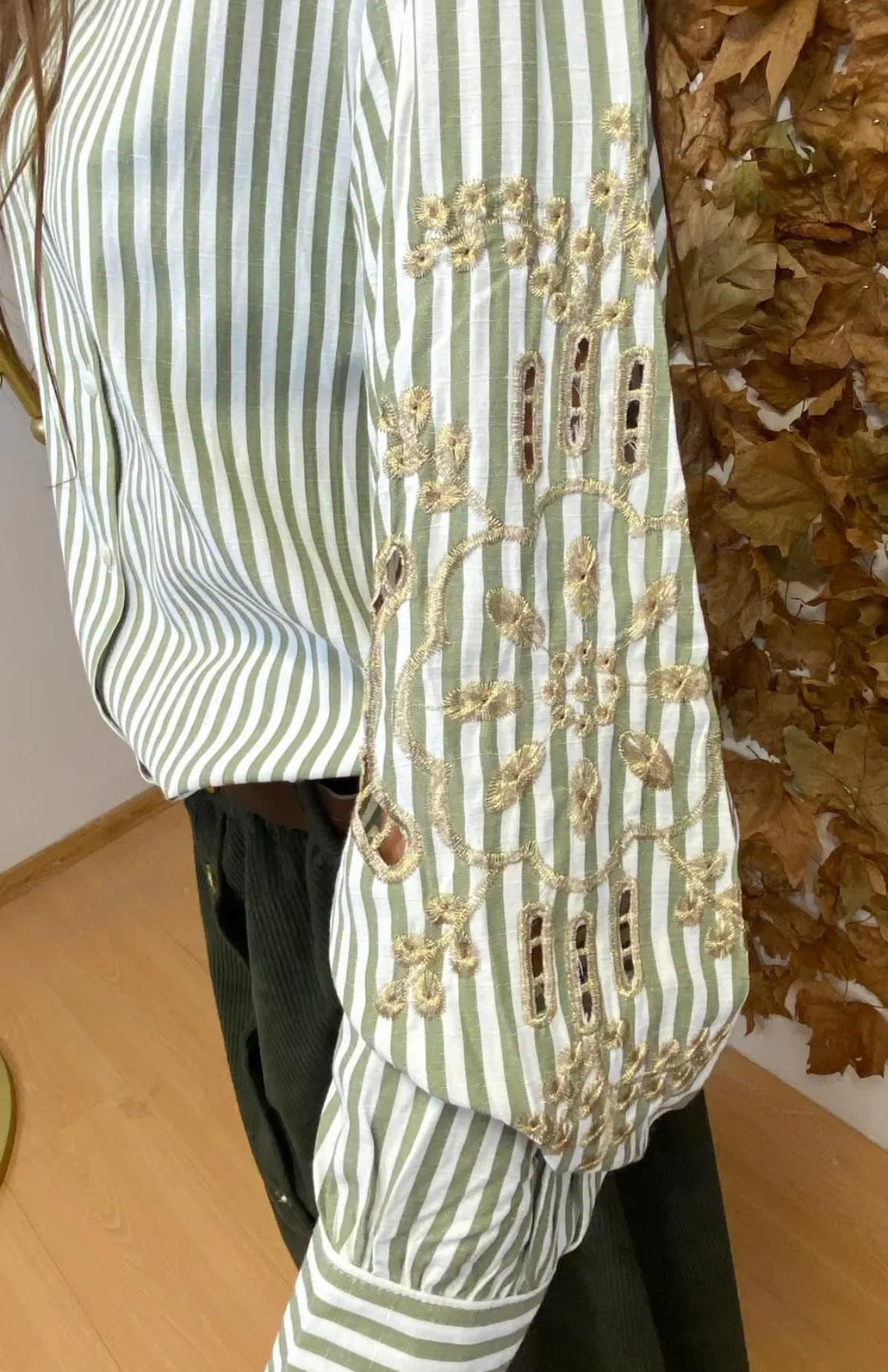 Chemise à rayures Kaki