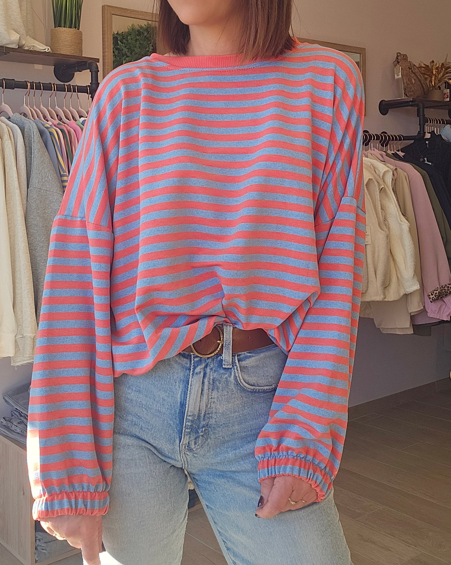 Sweat Rayures Corail MOMMY