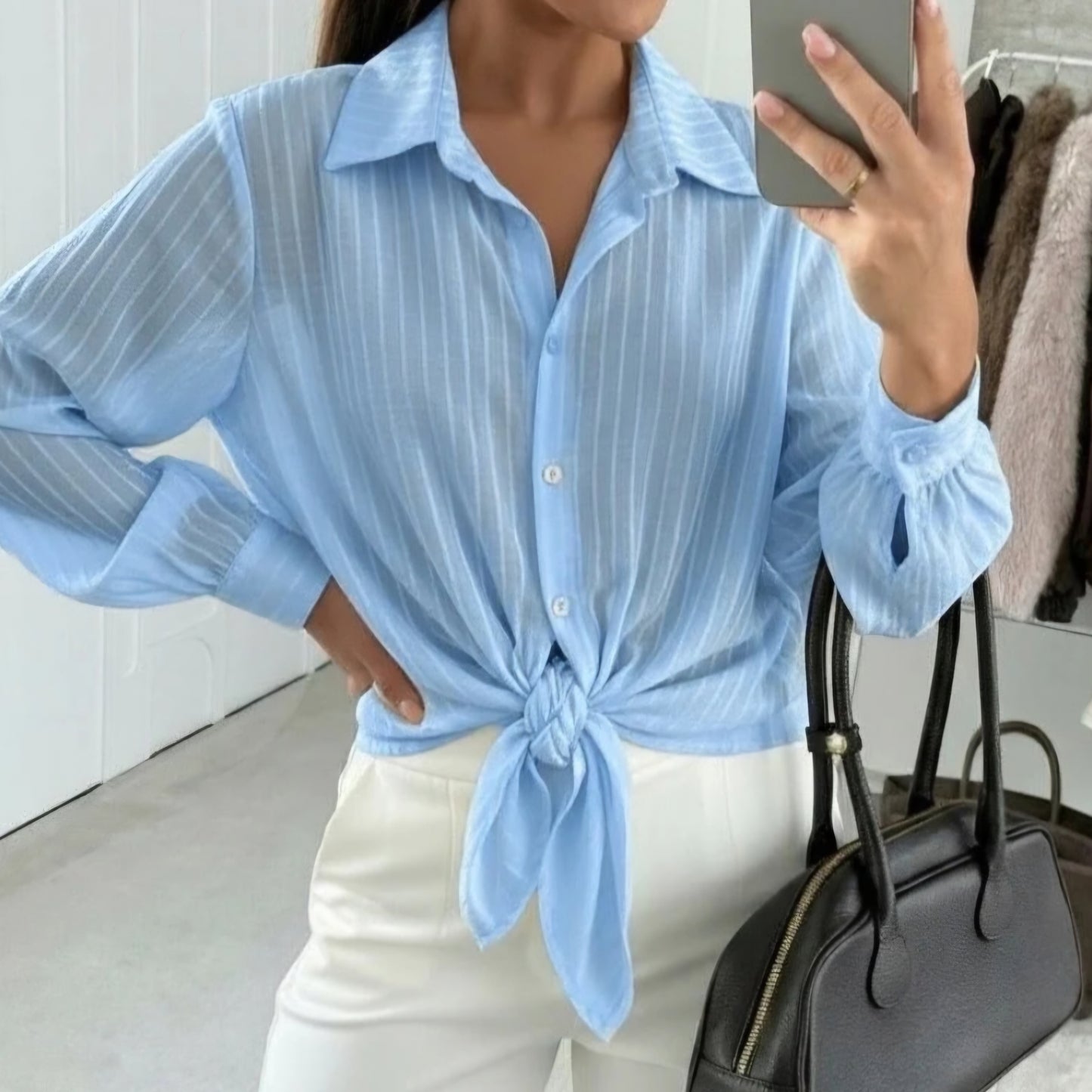 Chemise à rayures bleues