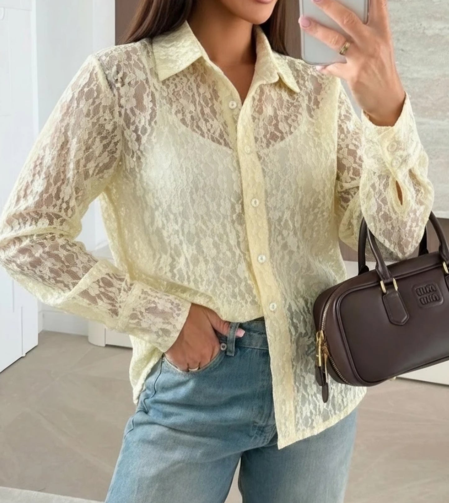 Chemise texturée Jaune