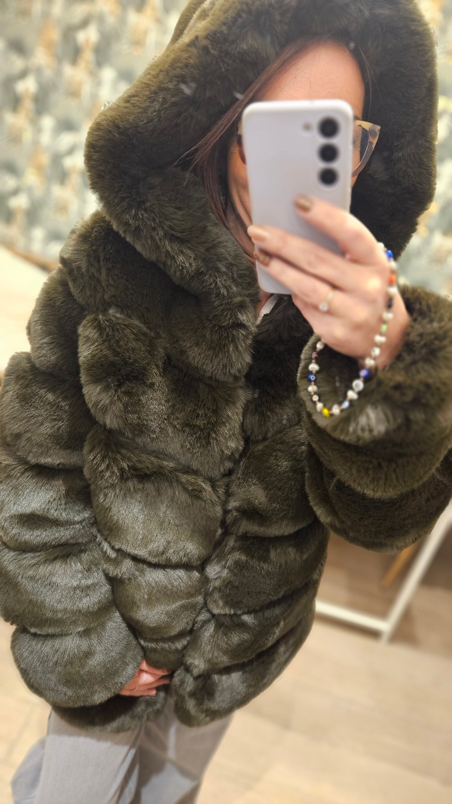 Manteau Kaki Fourrure Capuche