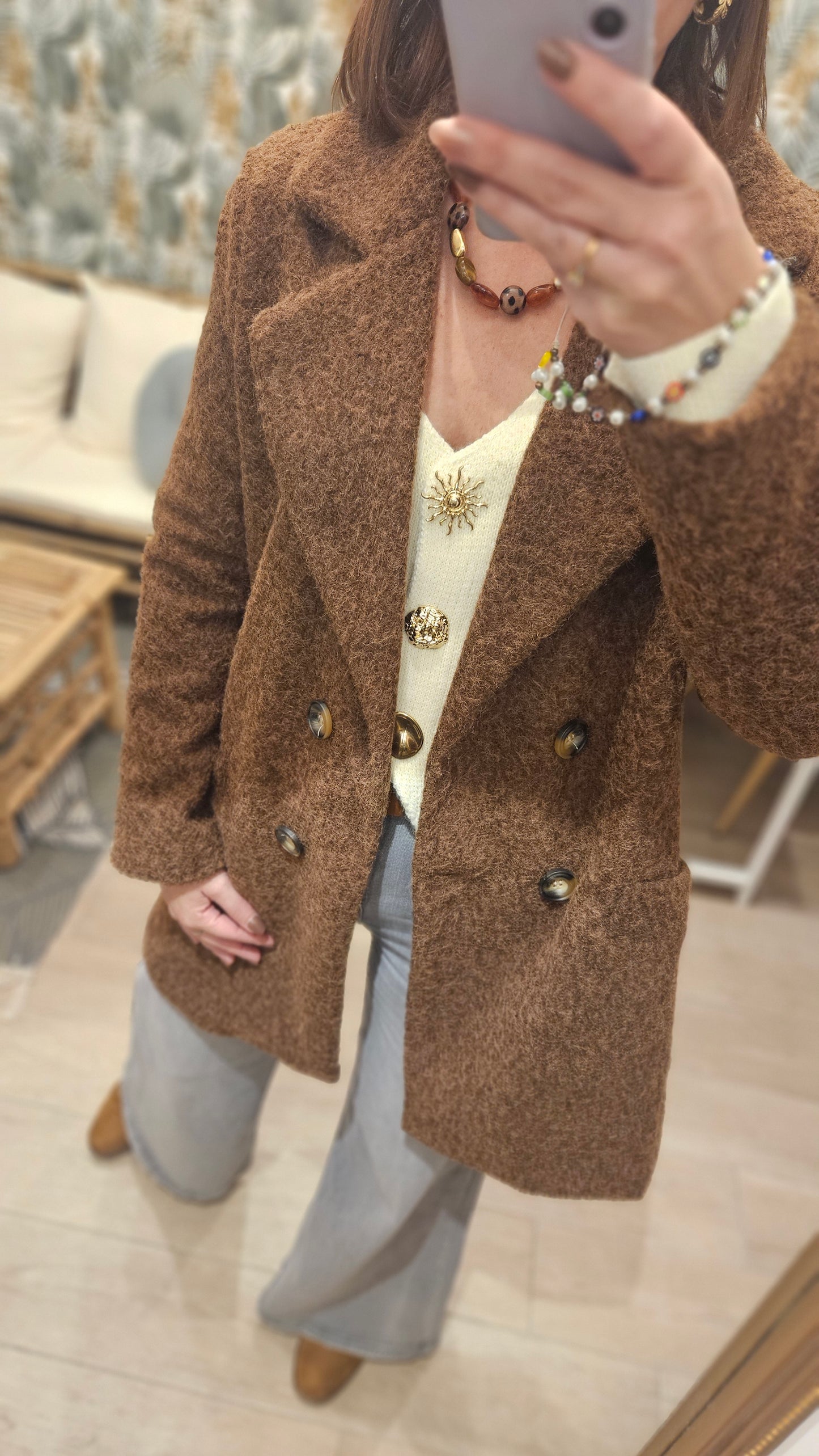 Manteau mi-long Marron