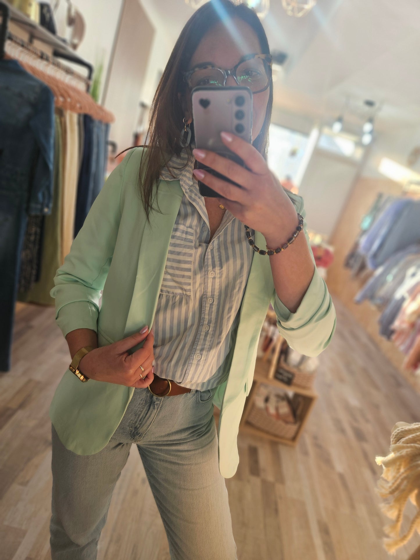 Veste blazer vert d'eau