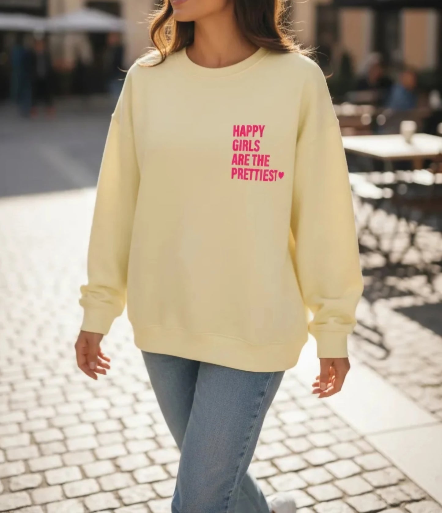 Sweat Happy Jaune clair