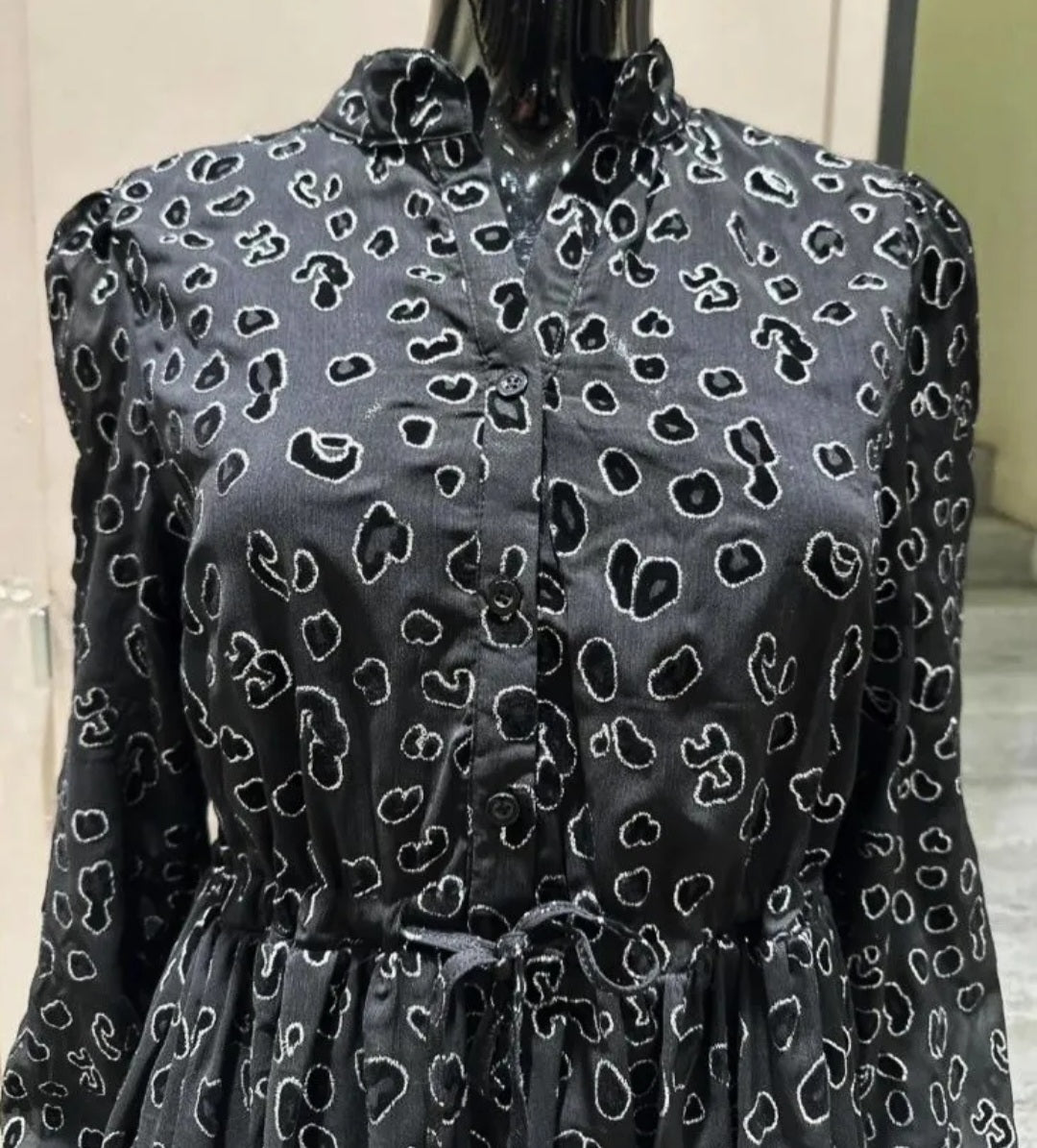 Robe mi-longue Noir Léopard