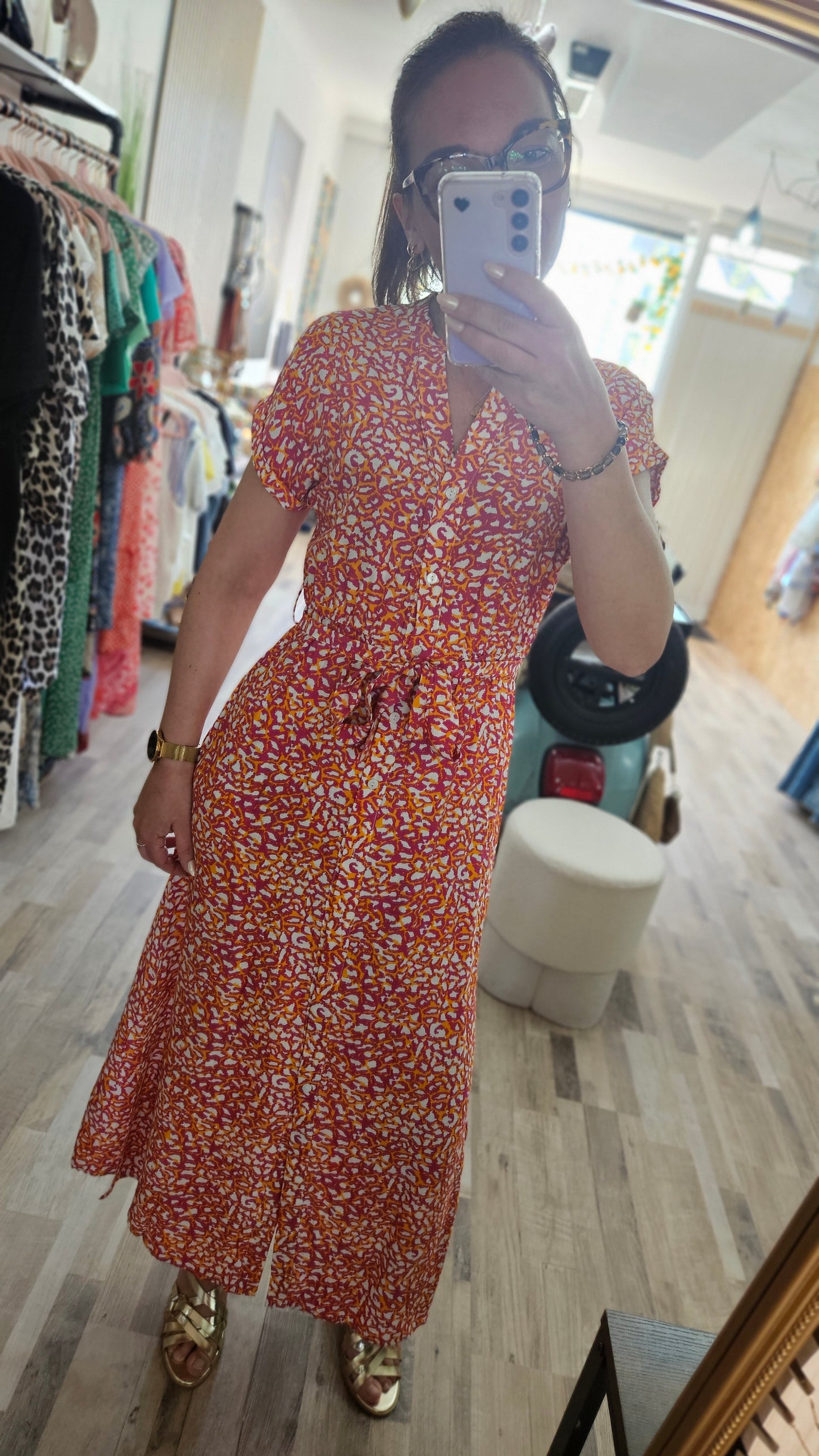 Robe longue Rose/Orange