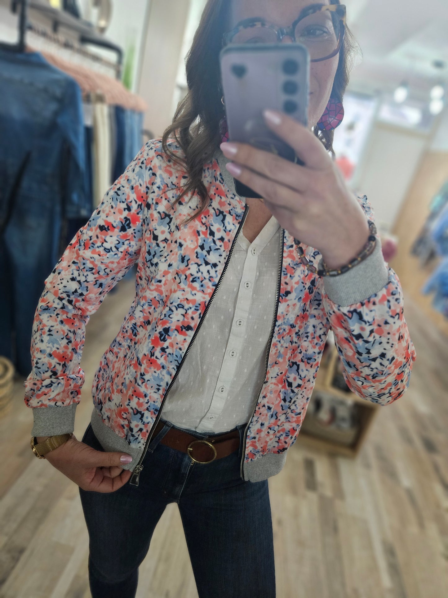 Veste bombers fleuri