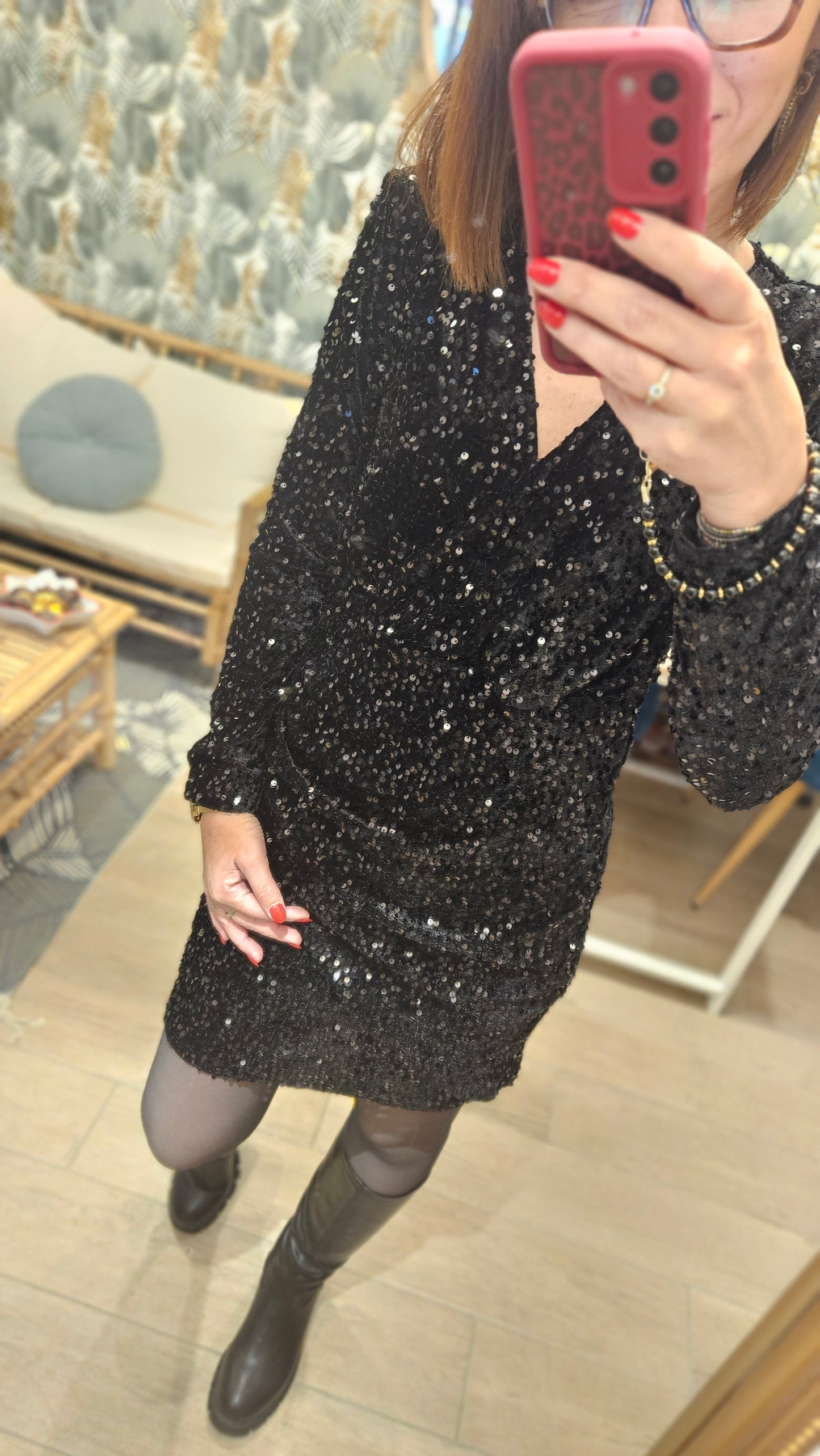 Robe sequins Noir