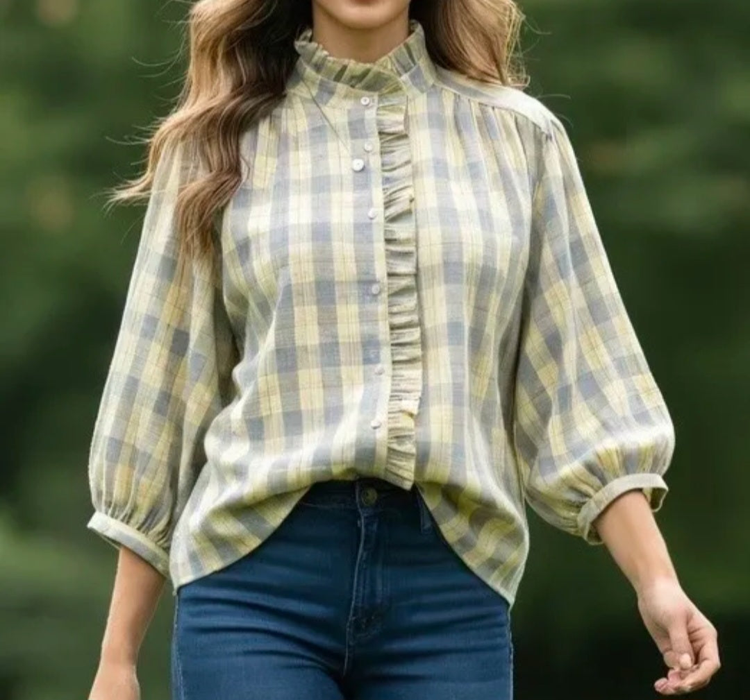 Chemise à carreaux Jaune