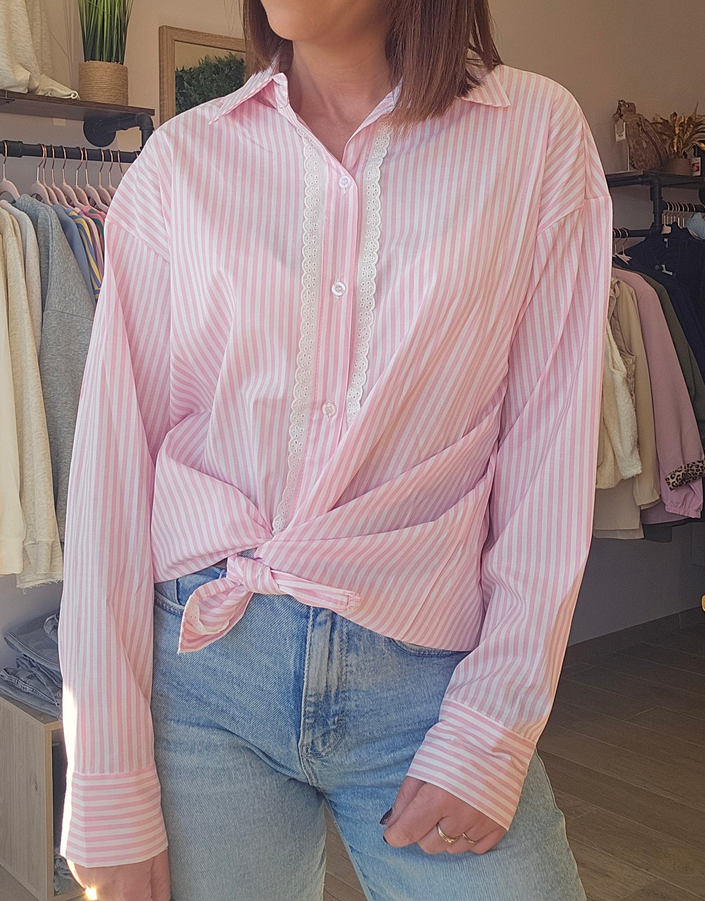 Chemise Rayée Rose
