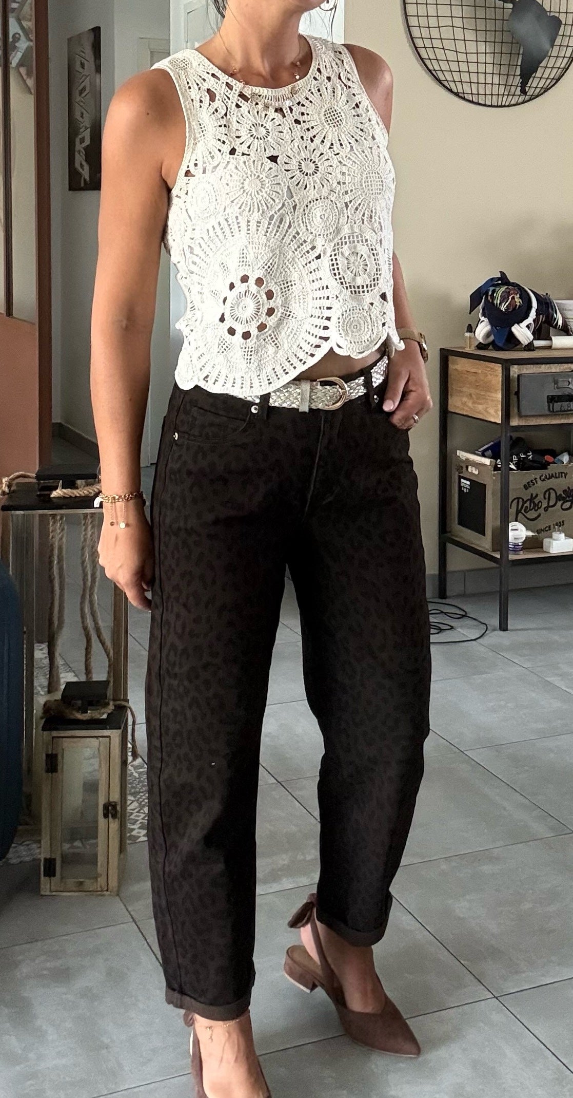 Jean Mom Léopard