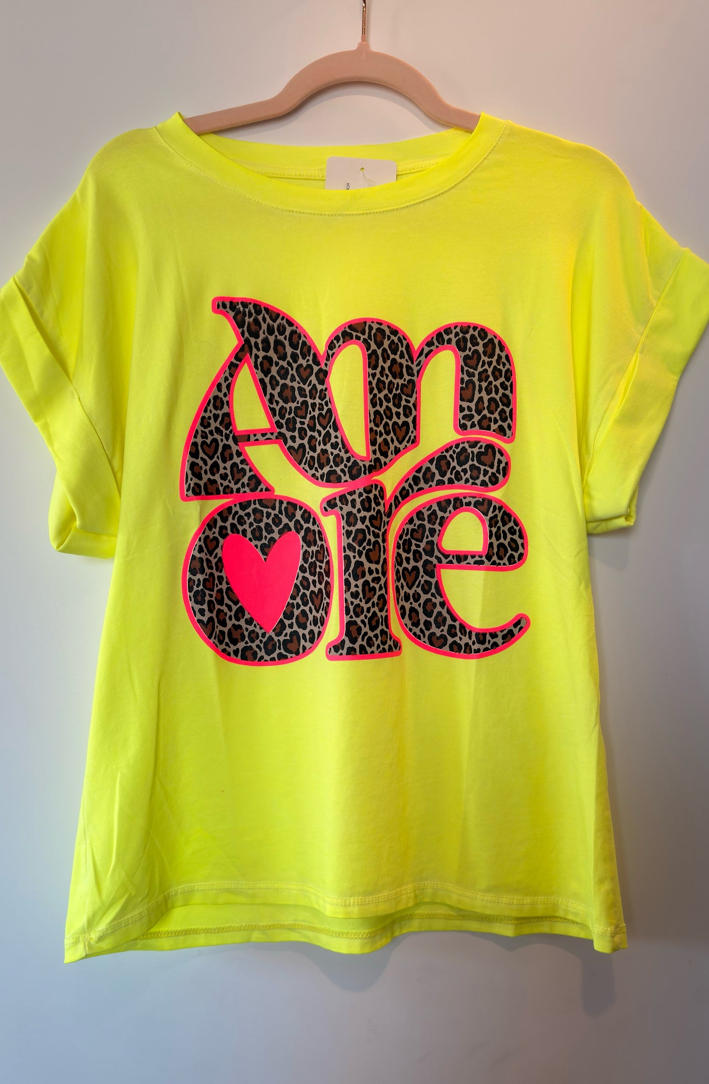 Tee Shirt Jaune/Léopard AMORE