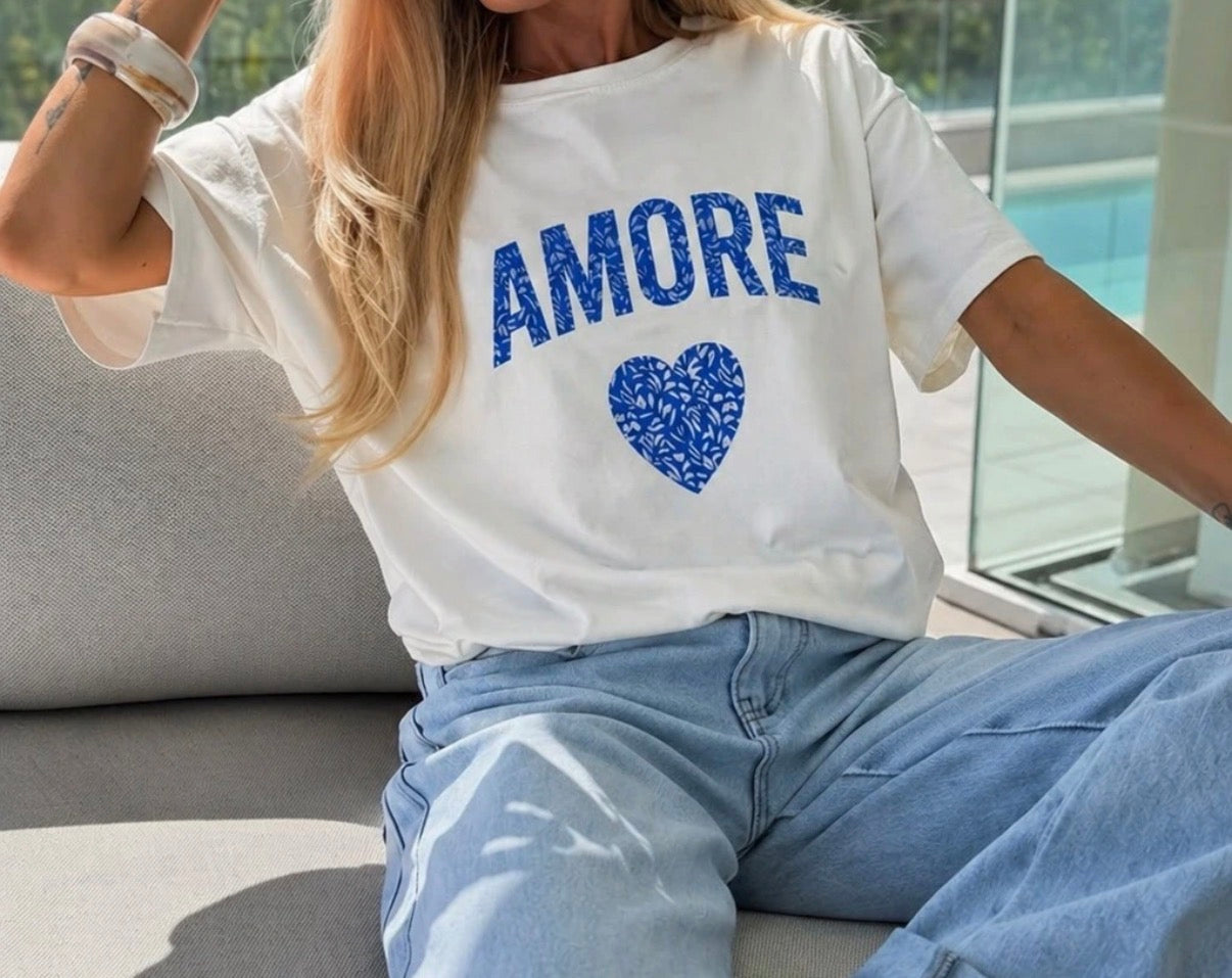 Tee Shirt AMORE bleu