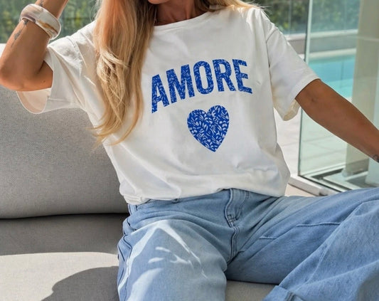 Tee Shirt AMORE bleu