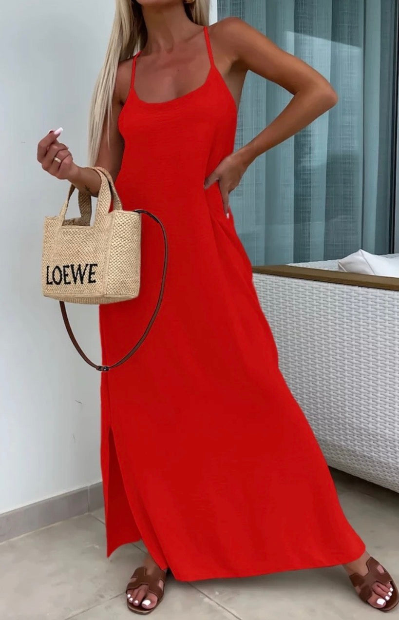 Robe longue Croisé Rouge