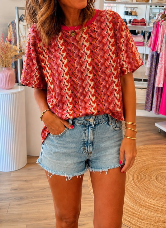 Top crochet Fushia