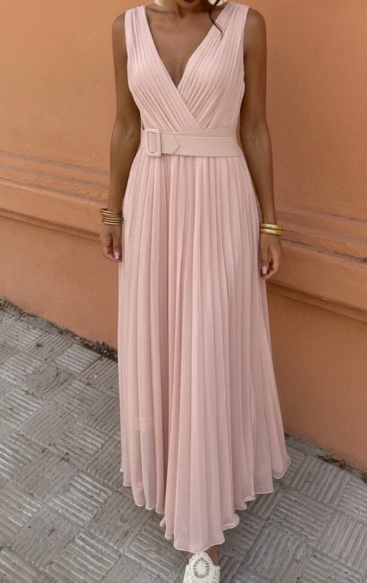 Robe Plissée Rose Pastel