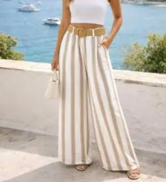 Pantalon rayures Beiges
