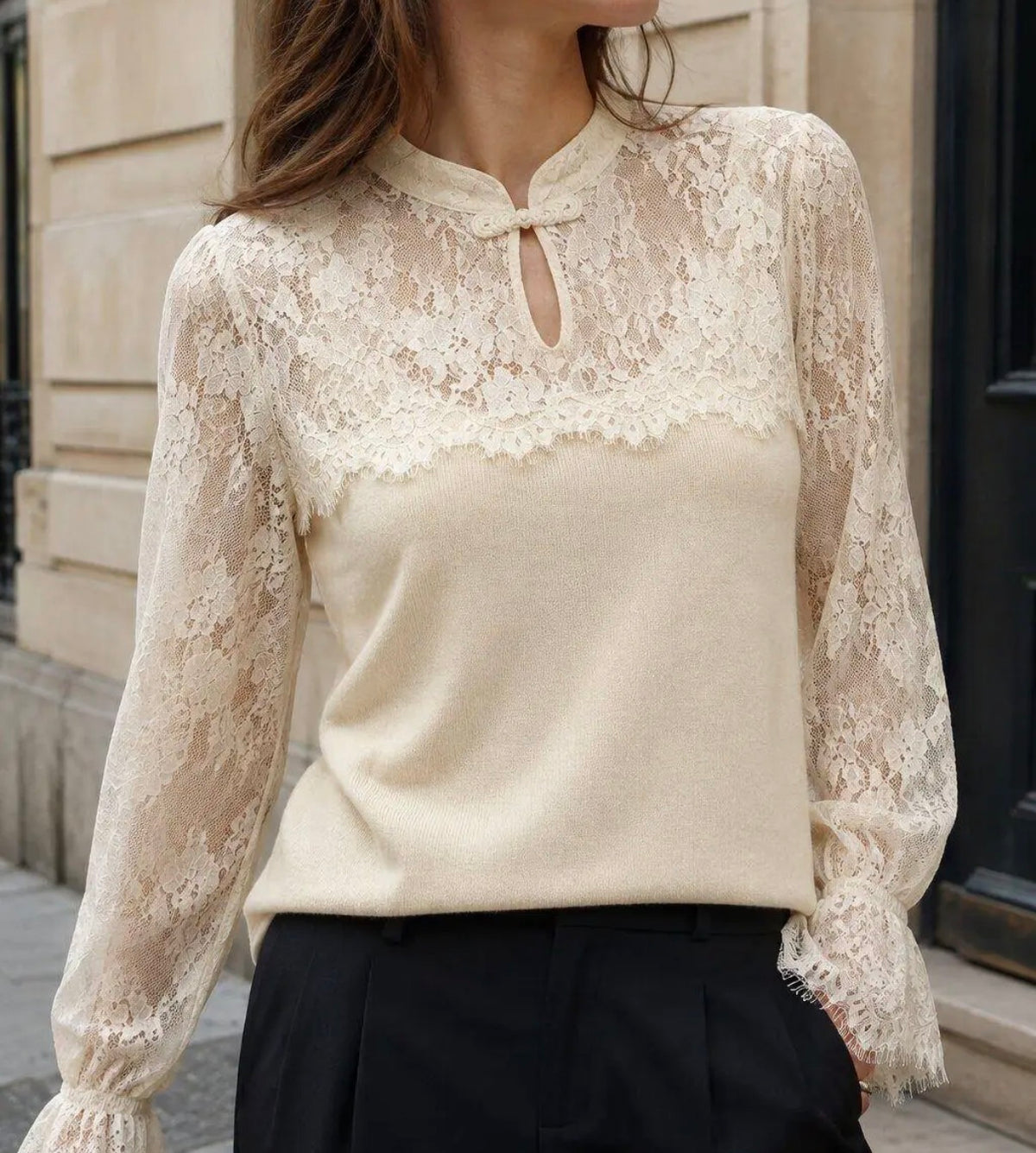 Pull Dentelle Beige