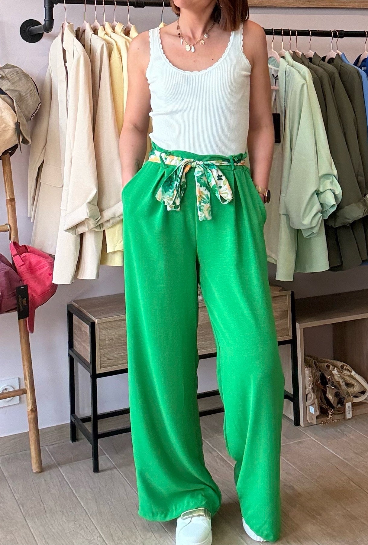 Pantalon Fluide Vert