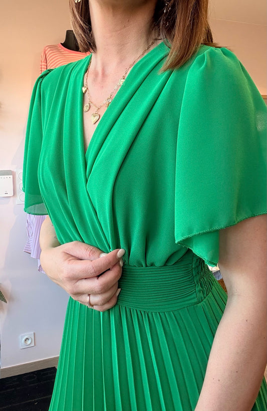 Robe Croisée/Plissée Vert