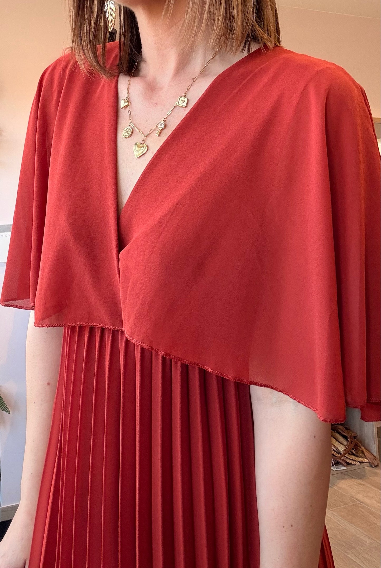 Robe Volante/Plissée Terracotta