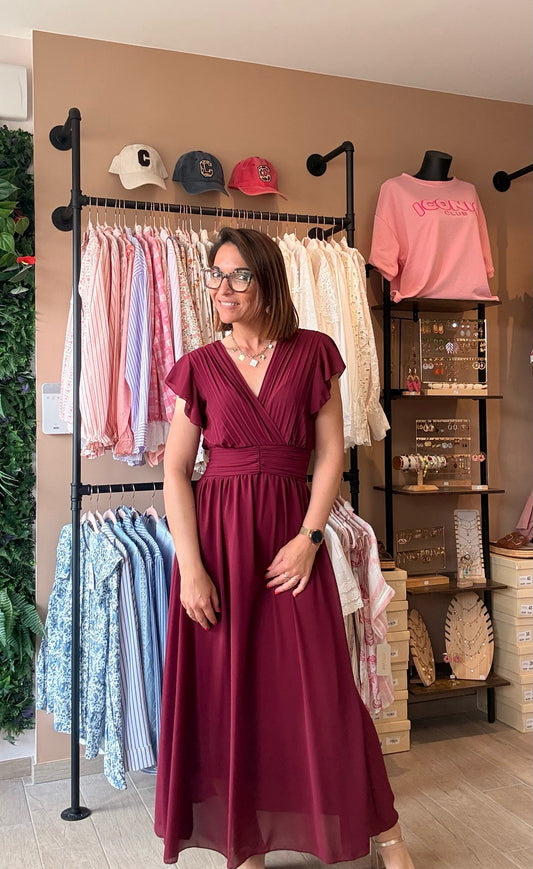 Robe Haut plissée Bordeaux