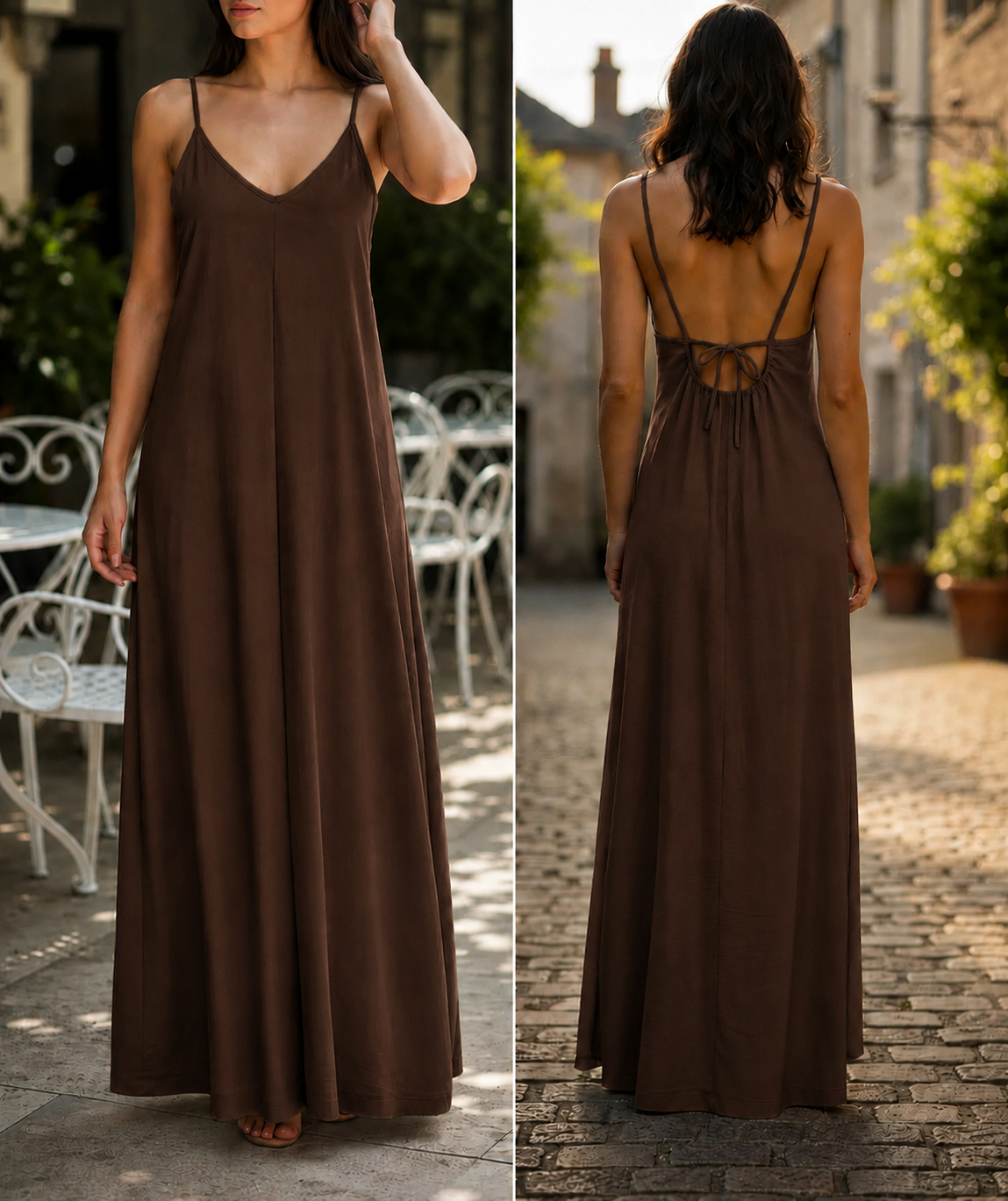Robe longue Cordon Marron