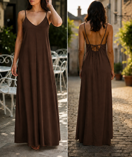 Robe longue Cordon Marron