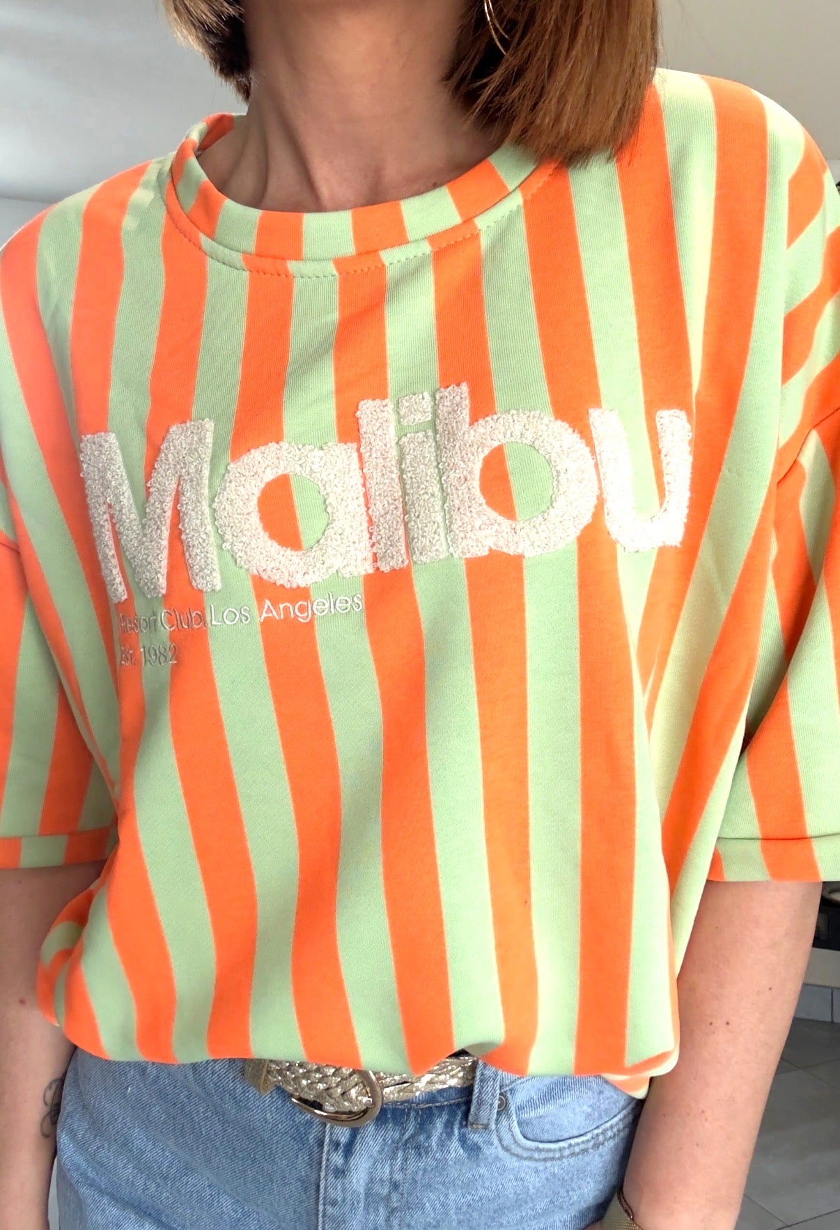 Tee Shirt Rayé Orange MALIBU