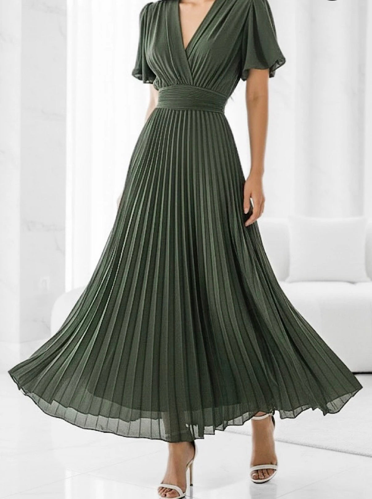 Robe Croisée/Plissée Kaki