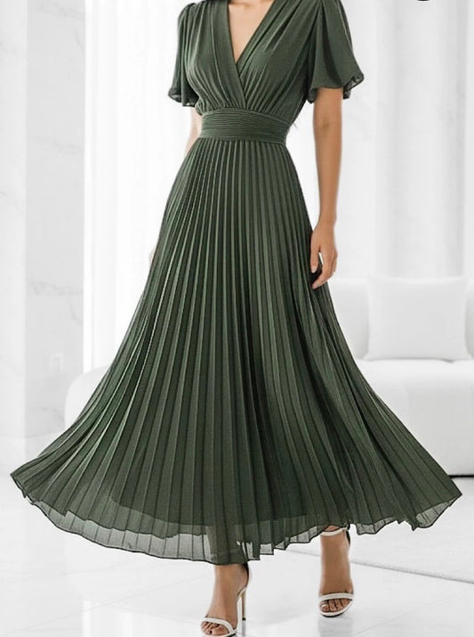 Robe Croisée/Plissée Kaki