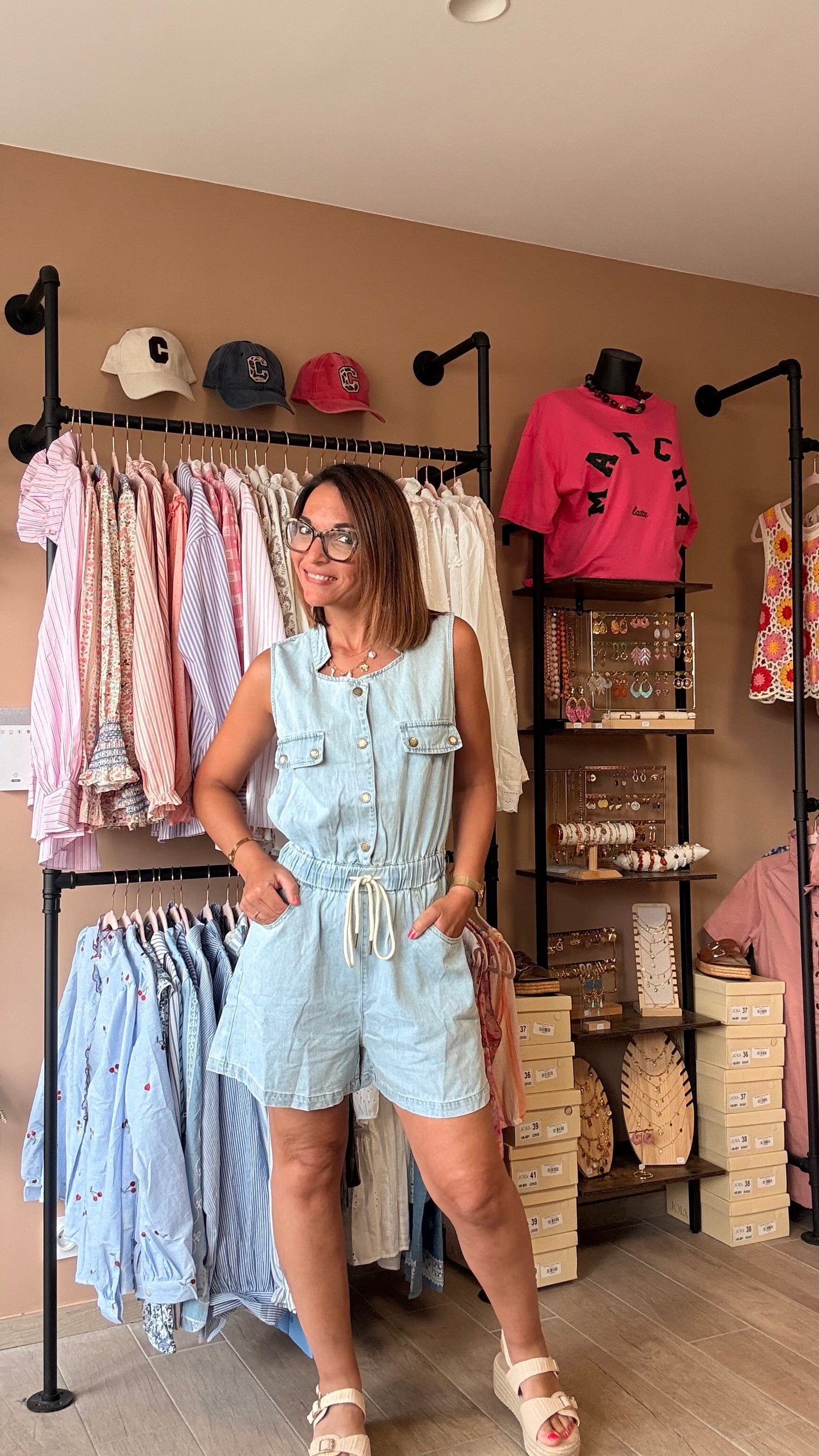 Combi-short Jean Bleue ciel