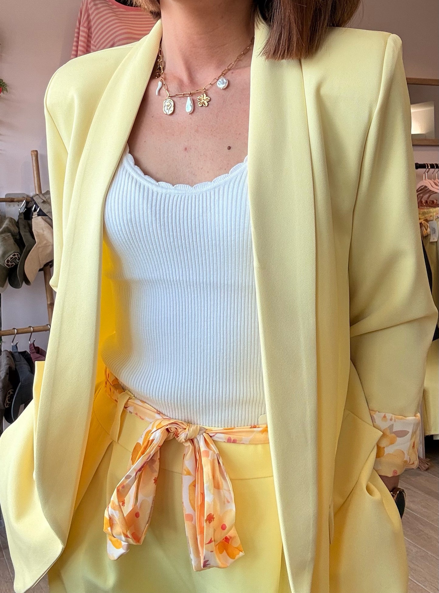 Blazer Jaune/Fleuri