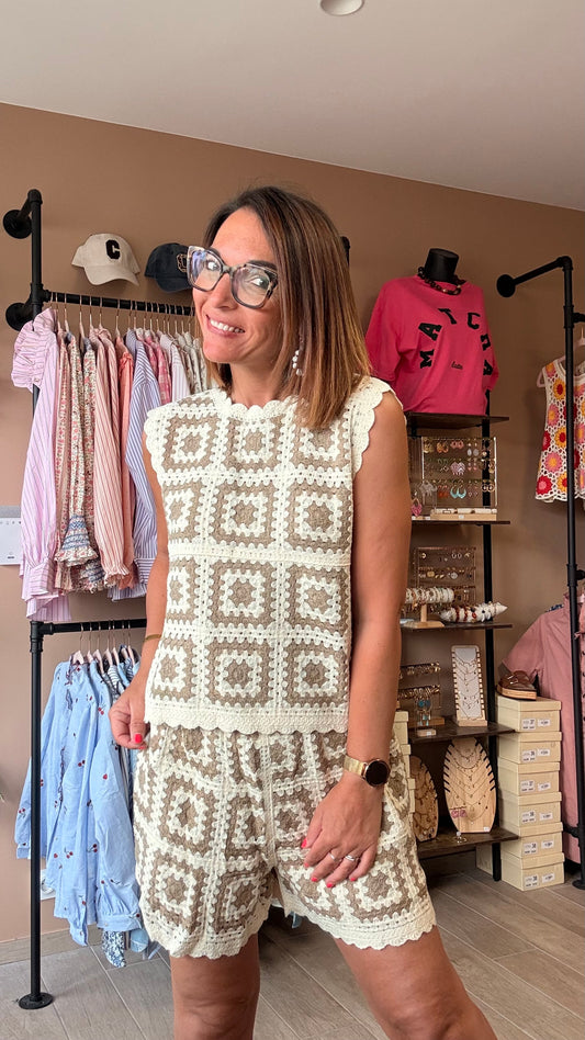 Ensemble crochet Beige