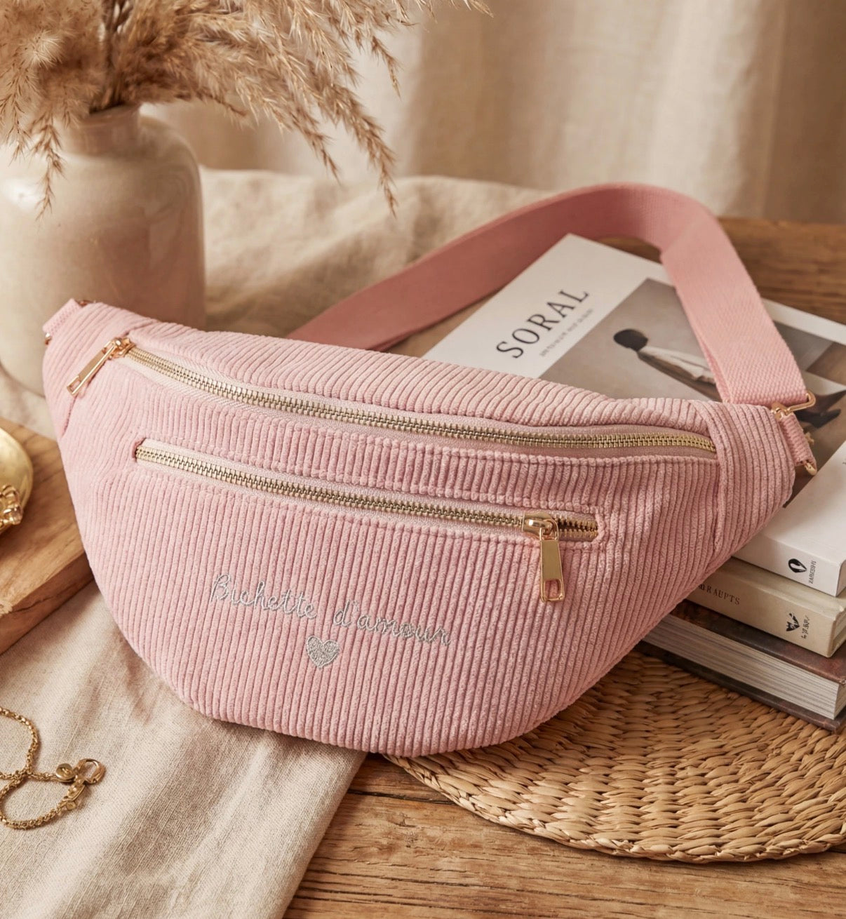 Sac banane velours Rose