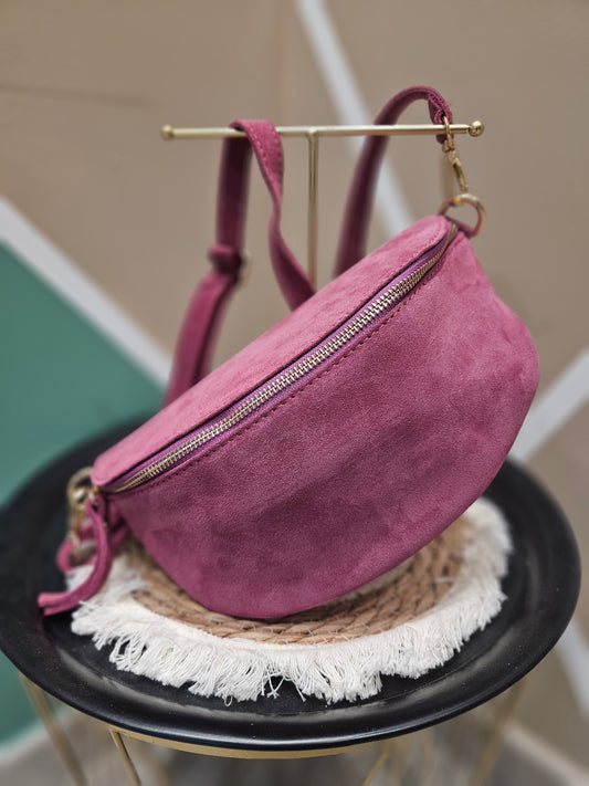 Sac banane daim fuchsia