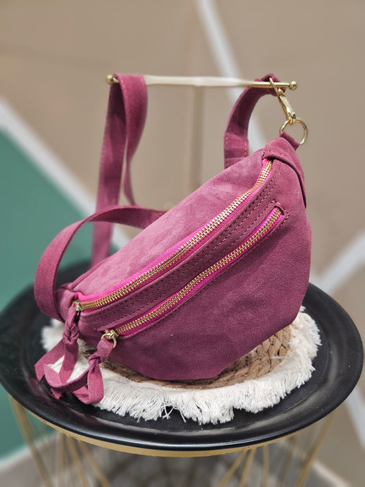 Sac banane daim fuchsia