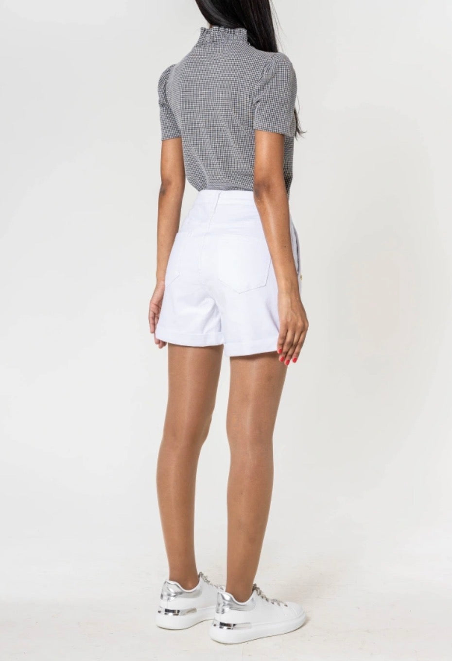 Short Jean Blanc Boutons dorés