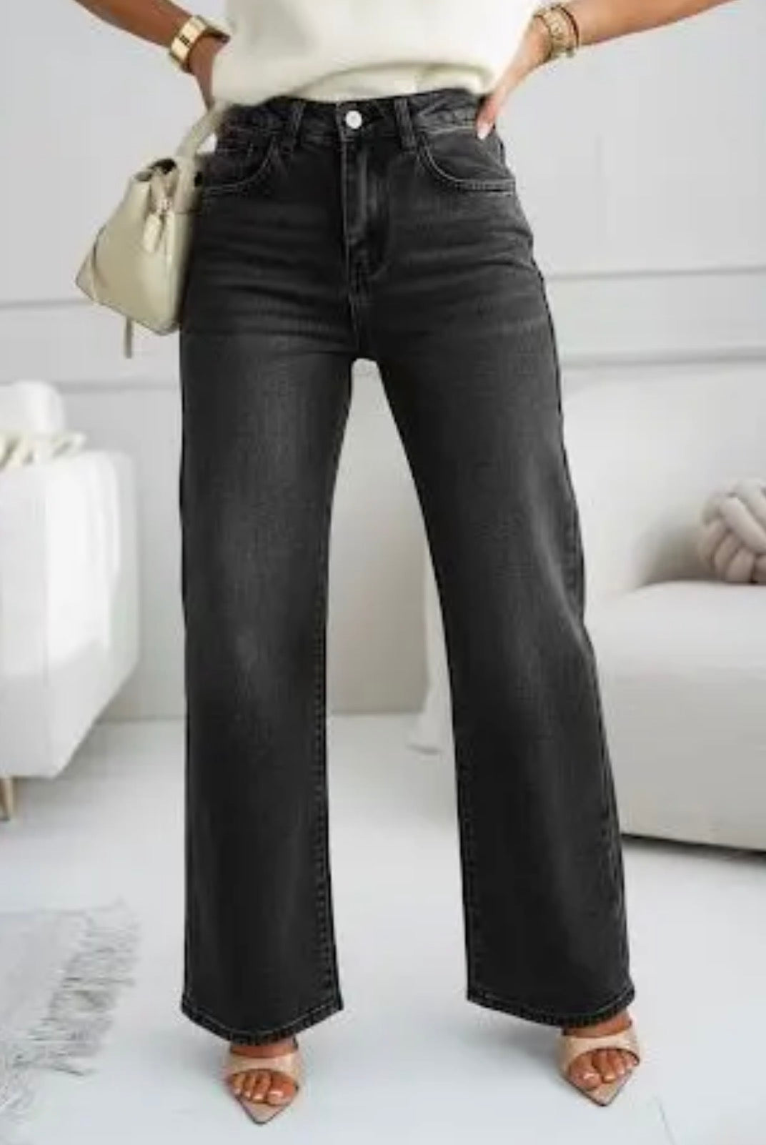 Jean Wideleg Noir délavé