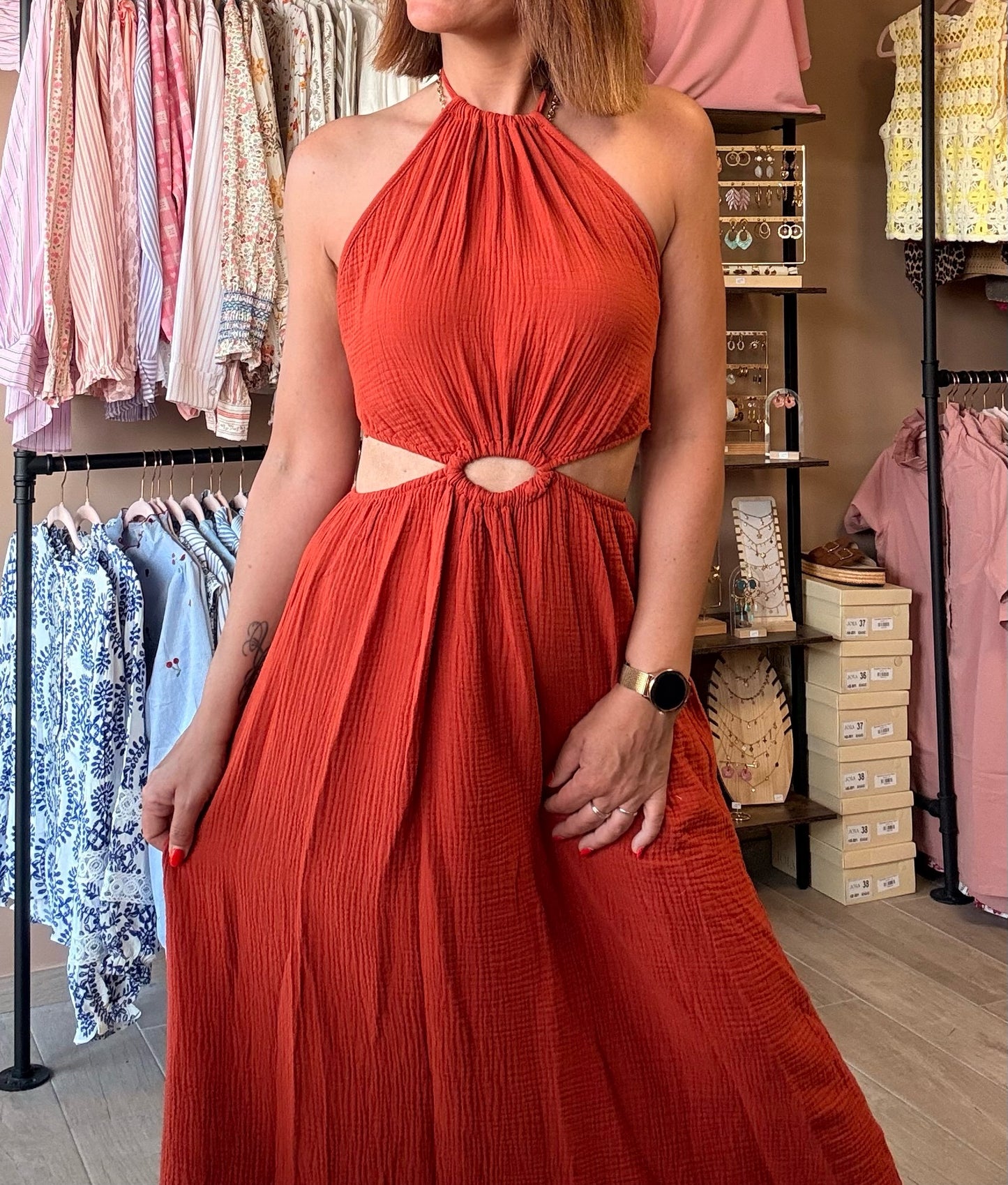 Robe ouverte Terracotta