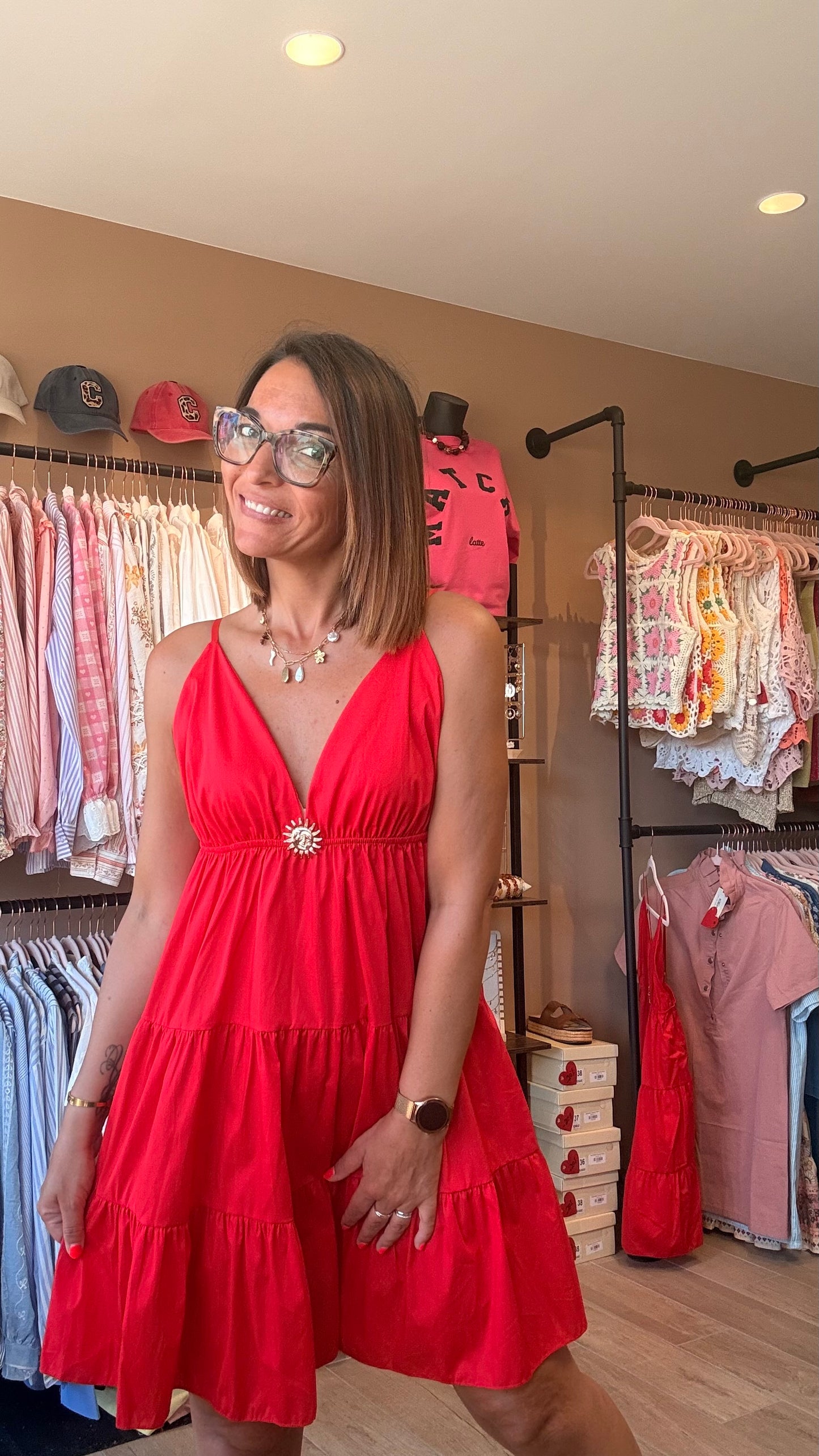 Robe courte Bijoux Rouge