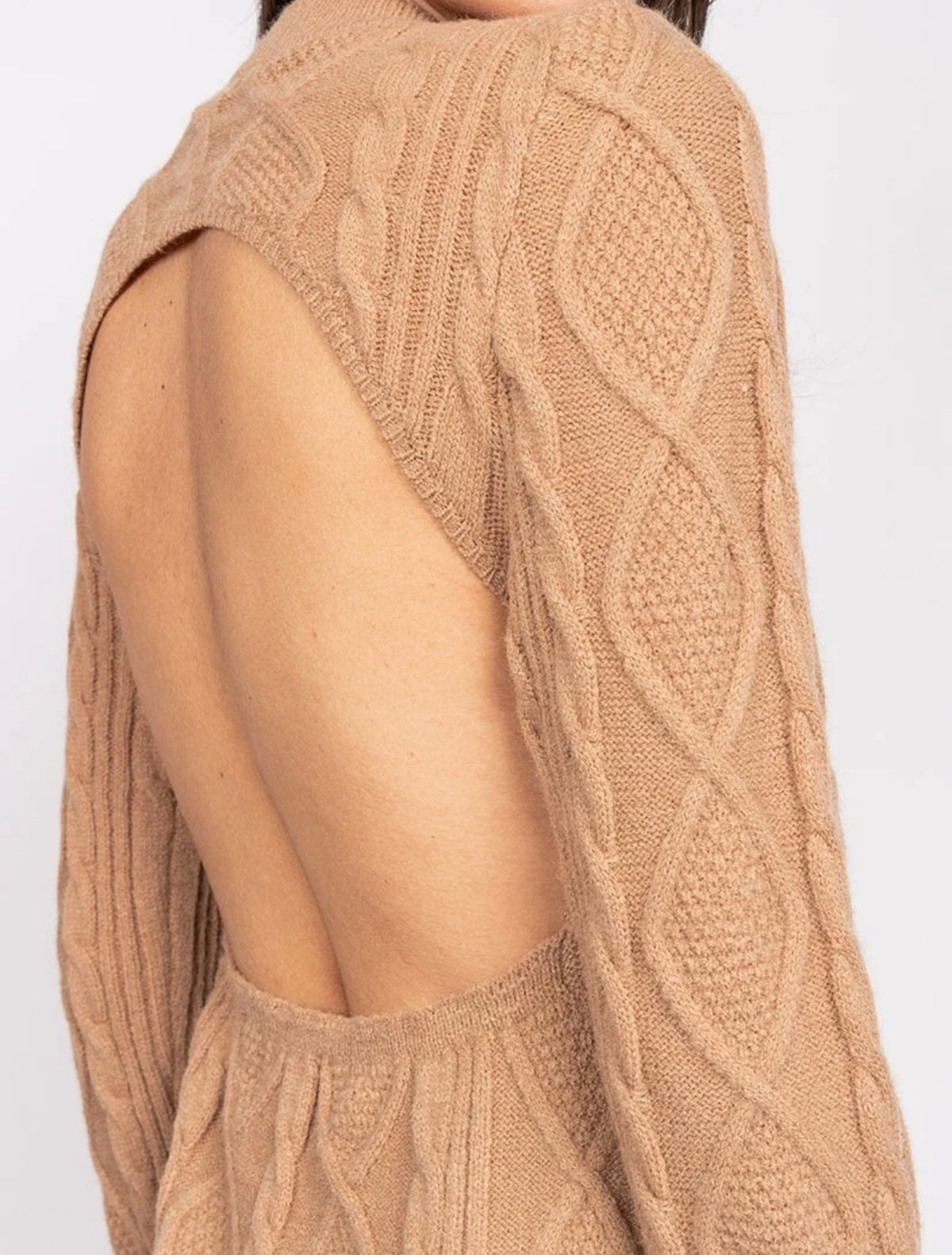 Robe pull ouverte Camel