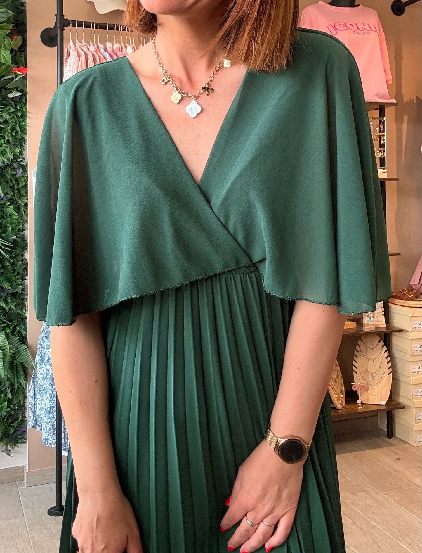 Robe Volante/Plissée Vert bouteille