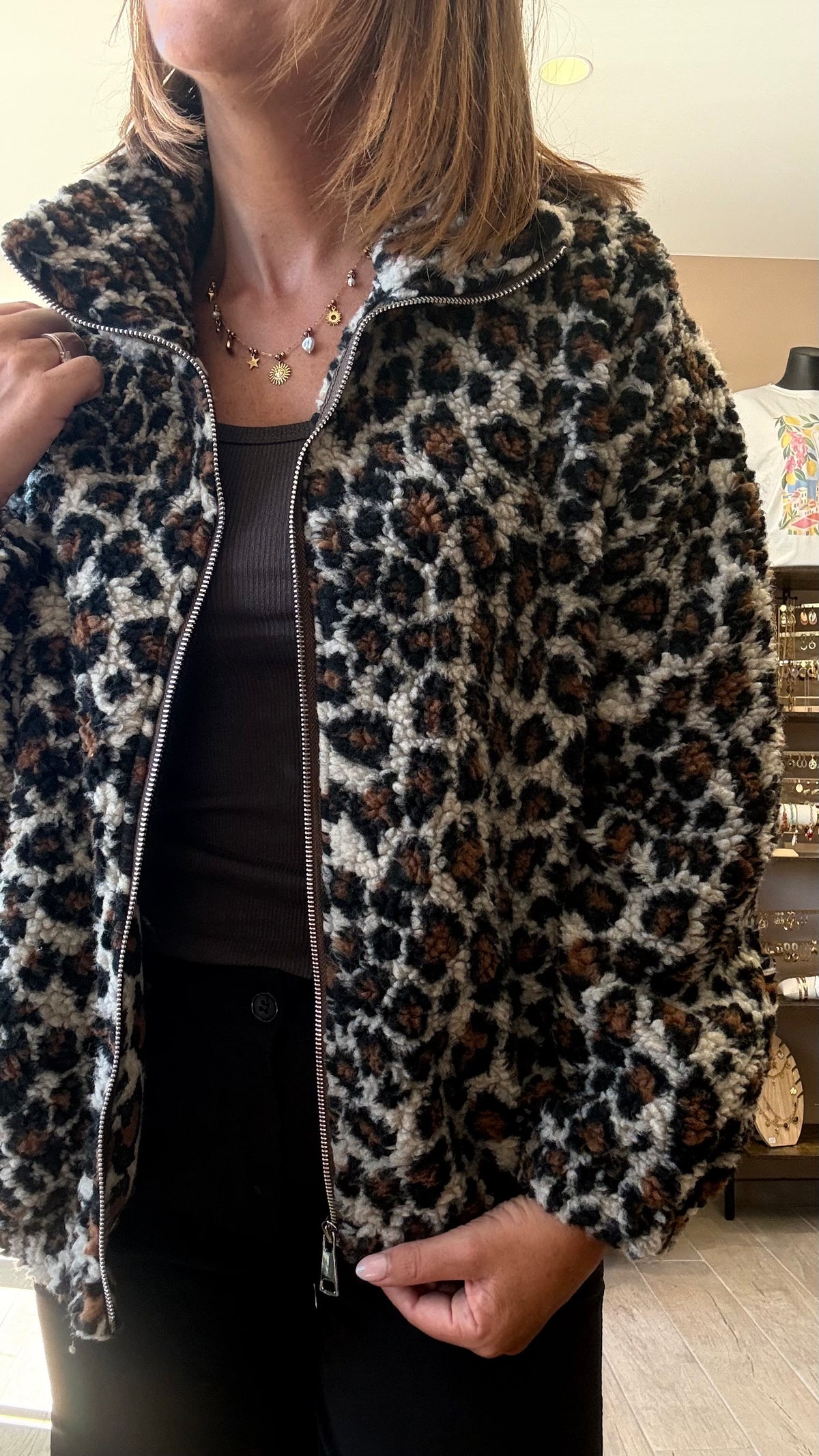 Veste moumoute Léopard