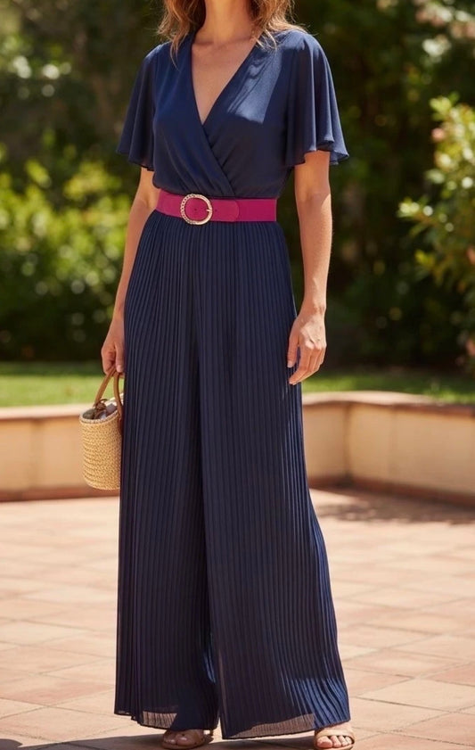 Combi pantalon plissée Marine