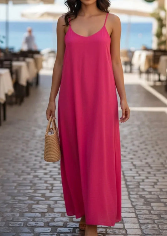 Robe longue Croisé Fushia