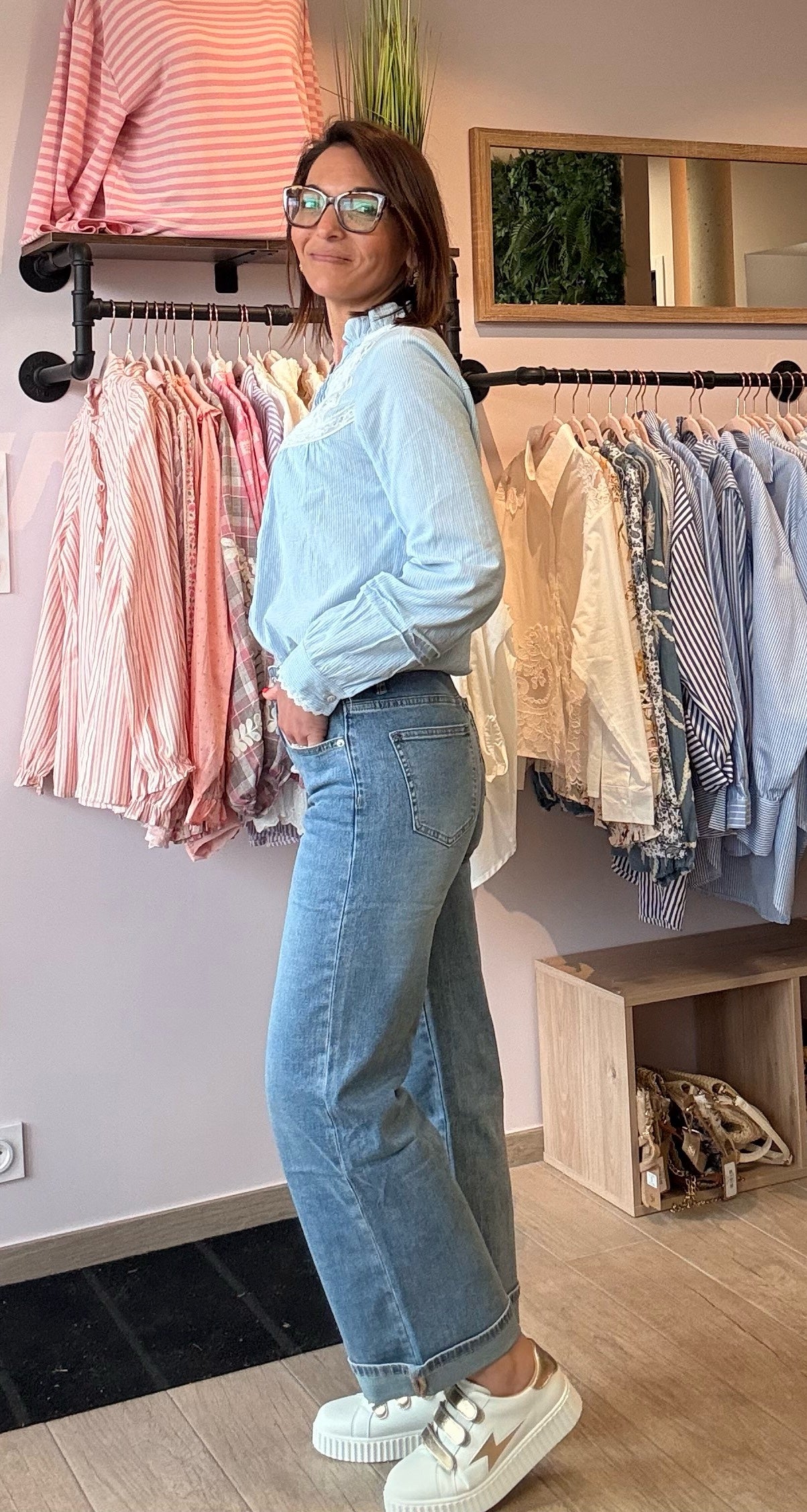Jean Wide leg retroussé