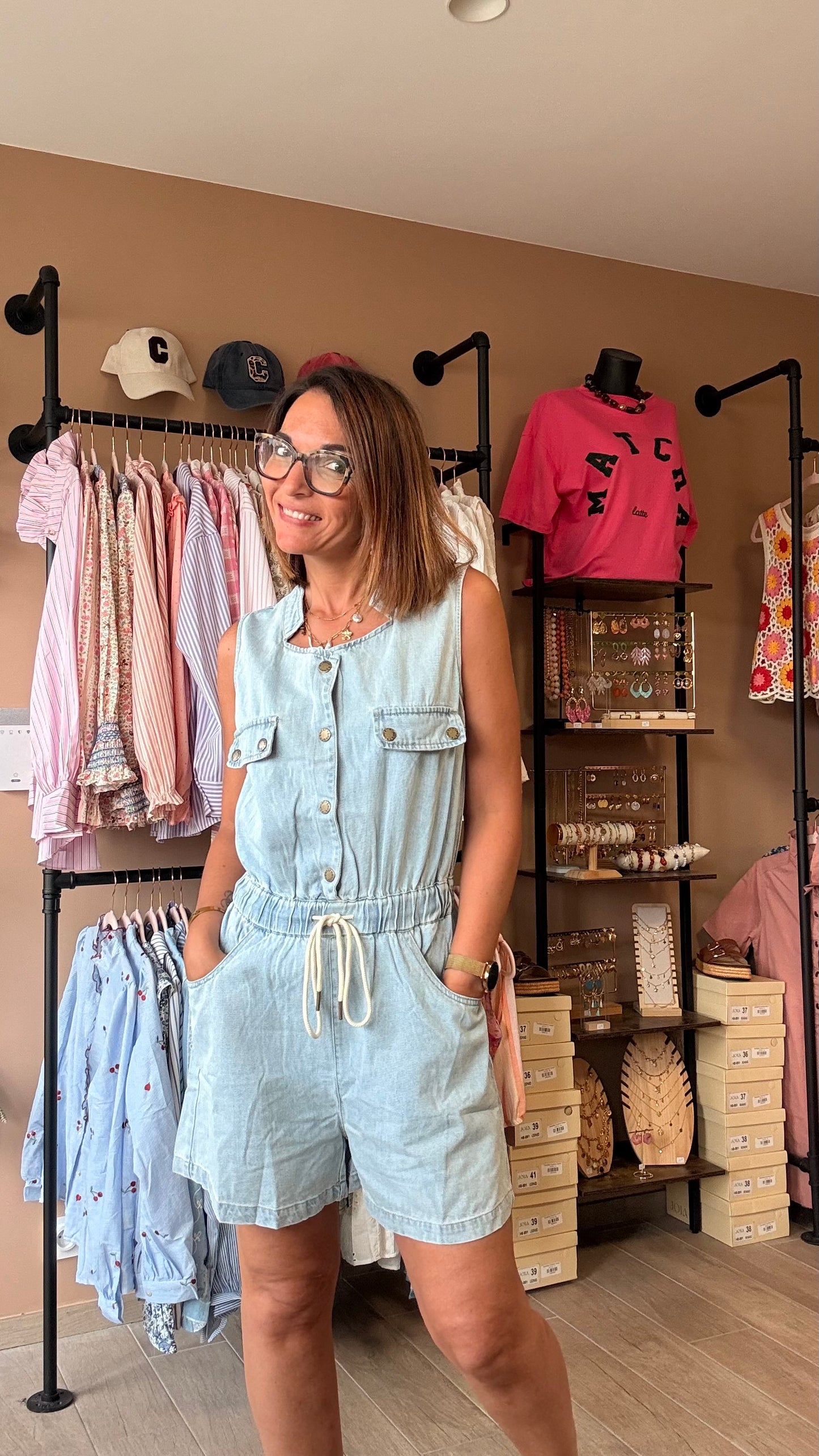 Combi-short Jean Bleue ciel